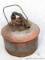 Vintage Eagle brand metal gasoline can with spout measures approx 9