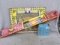 Mah-Jongg board, NIP Bow & Arrow Set with target, Very nifty vintage Home Budget Bank. Bank measures