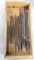 A plethora of files incl chainsaw rounds, square, triangle. Including brands like Johnson, K&F,