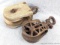 Two antique pulleys up to 9