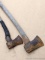 Standard size single bit axe by Olympia, and a smaller camp axe. Smaller's handle is very loose.