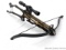 Barnett Commando crossbow has a Bushnell 3-9x32 waterproof scope. Crossbow is 34