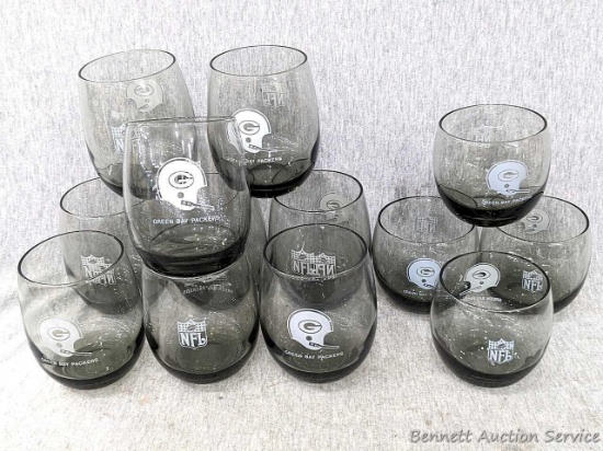 A set of Green Bay Packers glasses for the die-hard Packer fan or for those looking to drown their