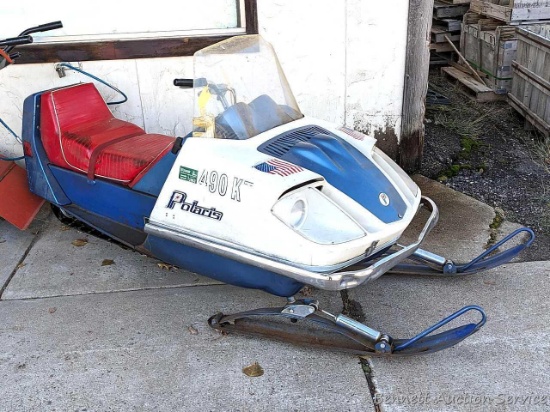 Vintage 1971 Polaris Charger 400 snowmobile needs a new fuel line. Twin cylinder engine turns over