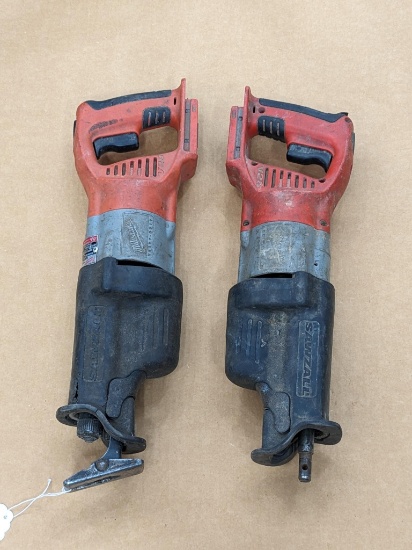 Two Milwaukee Heavy Duty V28 Sawzalls for parts or repair.