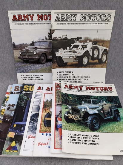 6 Army Motors Journal magazines, plus three Supply Line magazines from the Military Vehicle