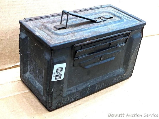 US Military Flaming Bomb side-open ammunition can once held M2 .50 Cal cartridges. 'Modern' is