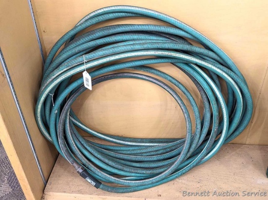 Long Swan garden hose is about 32" x 26" across coils.