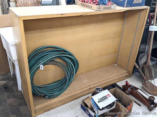 70" long shelving unit would be nice to fix up and use inside or to throw in the shop. Measures 48"