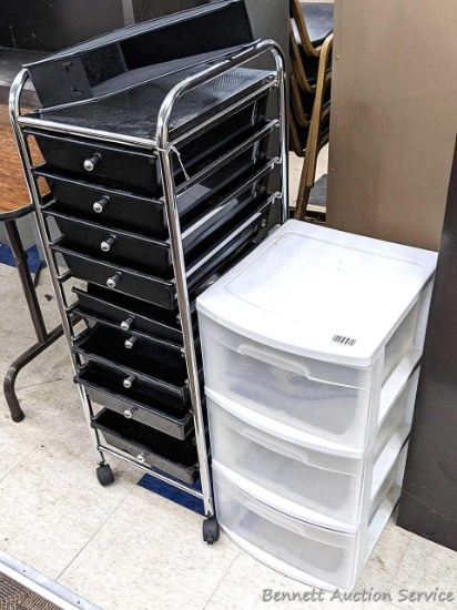 37" high organizer would be great for shop manuals; plus a 2' tall drawer unit.