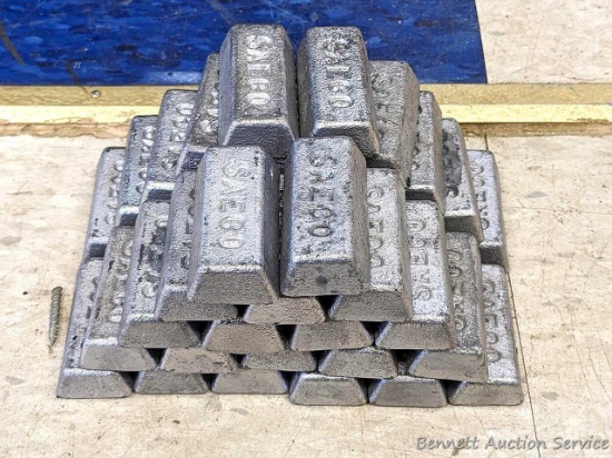 Approx 40 lbs reloading lead. Seller notes bricks are 13 Burnell hardness and good for casting