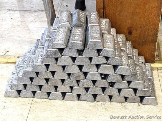 About 100 lbs reloading lead. Seller notes bricks are 13 Burnell hardness and good for casting