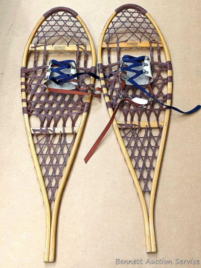 Pair of Iverson 13x46 snowshoes show reasonable wear and are in good condition.