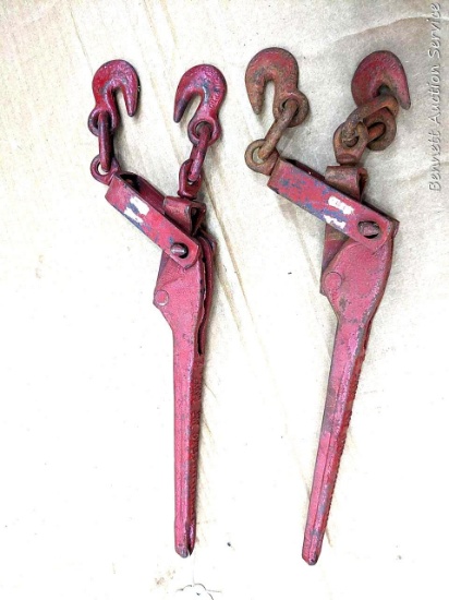 Pair of vintage Durbin chain load lever binders measure 18" overall
