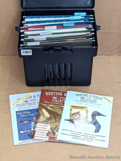 Hunting & Fishing Collectibles Magazine issues, dates range 2001-2006 all stored in a file box.