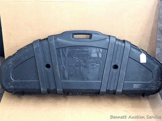 Plano Protector Series compound bow lockable hard case is approx. 50" x 21" x 8".