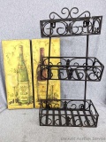 Wine bottle canvas decor prints and stylish wall shelf. Shelf measures 25-1/2