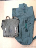 US Military Nylon Duffel Bag and Official Trail Camper back pack. Duffel measures approx 38