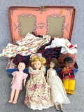 Little Traveler's Sewing Kit from 1957 includes doll, vintage sewing notions, fabric, more; 3 other