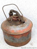 Vintage Eagle brand metal gasoline can with spout measures approx 9