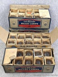 Vintage boxes of Mazda Lamp headlights by Eveready and G-E. One box of Eveready looks mixed, other