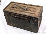US Military Flaming Bomb side-open ammunition can once held M2 .50 Cal cartridges. 'Modern' is