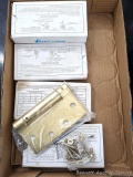 Five quality spring hinges by Deltana in Satin Brass finish measure 4.5