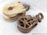 Two antique pulleys up to 9
