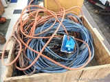 Will ship without box. Several extension cords from lightweight to heavier.
