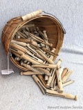 Small apple basket with vintage clothespins like your grandma had! Basket measures approx 9