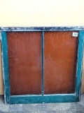 2 panel bottom window with amber glass. This window has the rope slot for the old counterweights