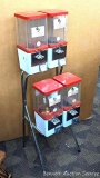 Three quarter slot & one dime slot candy machine unit stands approx 4 ft tall. Keys not incl. Has