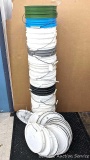 4-1/2' tall stack of buckets and a slew of lids.
