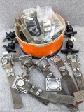Four topper or cabinet locking handles with keys, bolts, Sarasora latches, more.