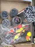 Sinkers, baits, and bobbers. The largest bait is 6