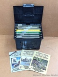 Hunting & Fishing Collectibles Magazine issues, dates range 2014 to 2020 all stored in a file box.