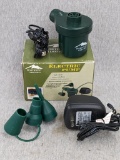 Northwest Territories electric pump for air mattresses, pool toys, etc. Incl three nozzles and looks