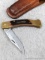 Schrade Old Timer lock-back belt knife with leather Schrade sheath. Measures 8-3/4