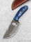 Seller notes this handmade damascus knife is 1095 and 15N20 steel. The knife has a 3 1/2