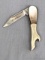 Taylor Cutlery lady leg knife with mother of pearl handle slabs. The knife is in overall very good