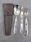 Classic Boy Scouts mess kit with its plastic carry case. The click together silverware have initials
