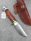 Marbles Outdoors brand, Marlin style Fixed blade knife with sheath and box. Blade, handle slabs and