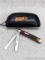 Marbles brand, folding pocket knife with black case and box. Blades, handle slabs are tight. Box