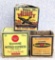 Remington, Winchester, and Peters vintage ammunition boxes. The Winchester Super Speed box has