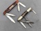 Two vintage folding pocket knives with retro handles. Both of the knives are in pretty good shape,