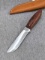 Marbles brand fixed blade knife with sheath. Blade, handle slabs, and fittings are tight. Measures