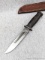 WWII Robeson ShurEdge fixed blade fighting knife with sheath. Made in the USA. Blade, handle slabs,