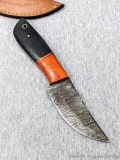 Seller notes this handmade damascus knife is 1095 and 15N20 steel. The knife has a 3 1/2