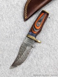 Seller notes this handmade damascus knife is 1095 and 15N20 steel. The knife has a 3
