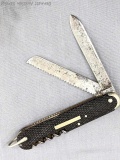 J. Clarke & Sons utility or survival folding knife with a saw blade, two normal blades, cork screw,
